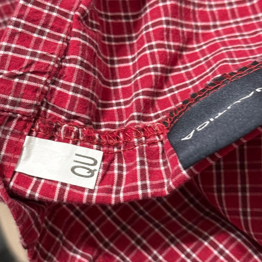 Nautica Queen Size Tattersal Red White Plaid 100% Cotton Bed Skirt 15" Drop - Picture 2 of 9
